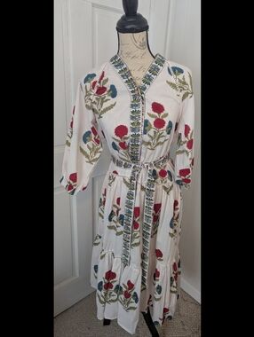 Boho Cotton Floral Dress S/M